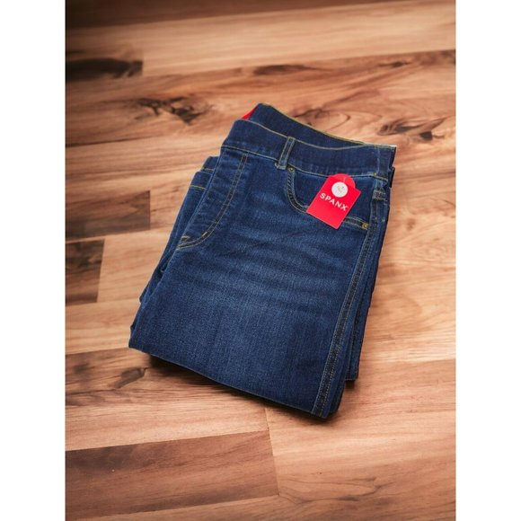 Spanx Midnight Shade Blue‎ Flare Jeans Pull-on Women's Large TALL NWT Classic